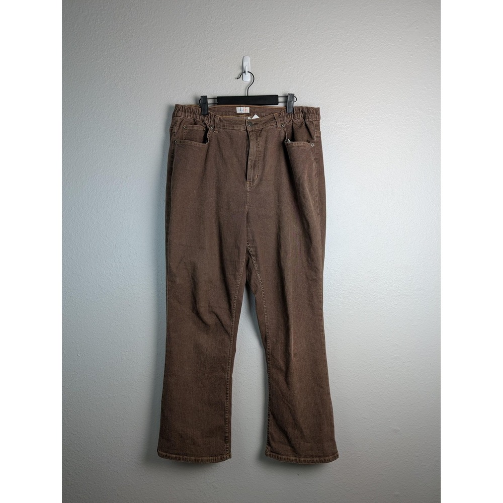 D&Co. Jeans Womens Size XL Brown‎ Relaxed Straight Elastic Waist Stretch A72887